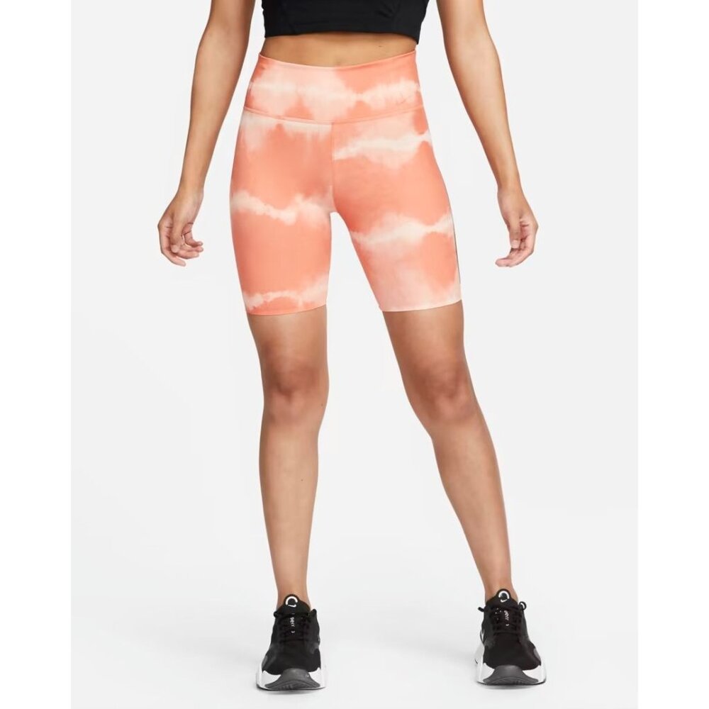 Nike Women One Luxe Dry-FIT Medium Rise Short DO7814-827 Orange Size XS Ex-Small